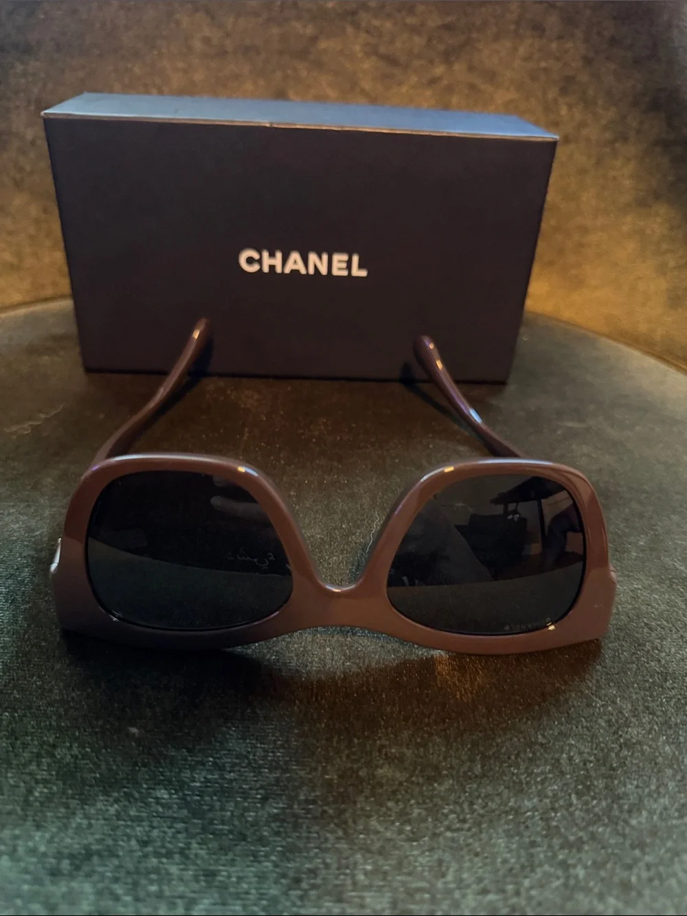 CHANEL Brown Frame Sunglasses with Black Lenses